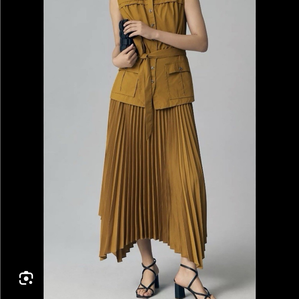 Anthropologie Yellow Pleated Sundress with Collar
